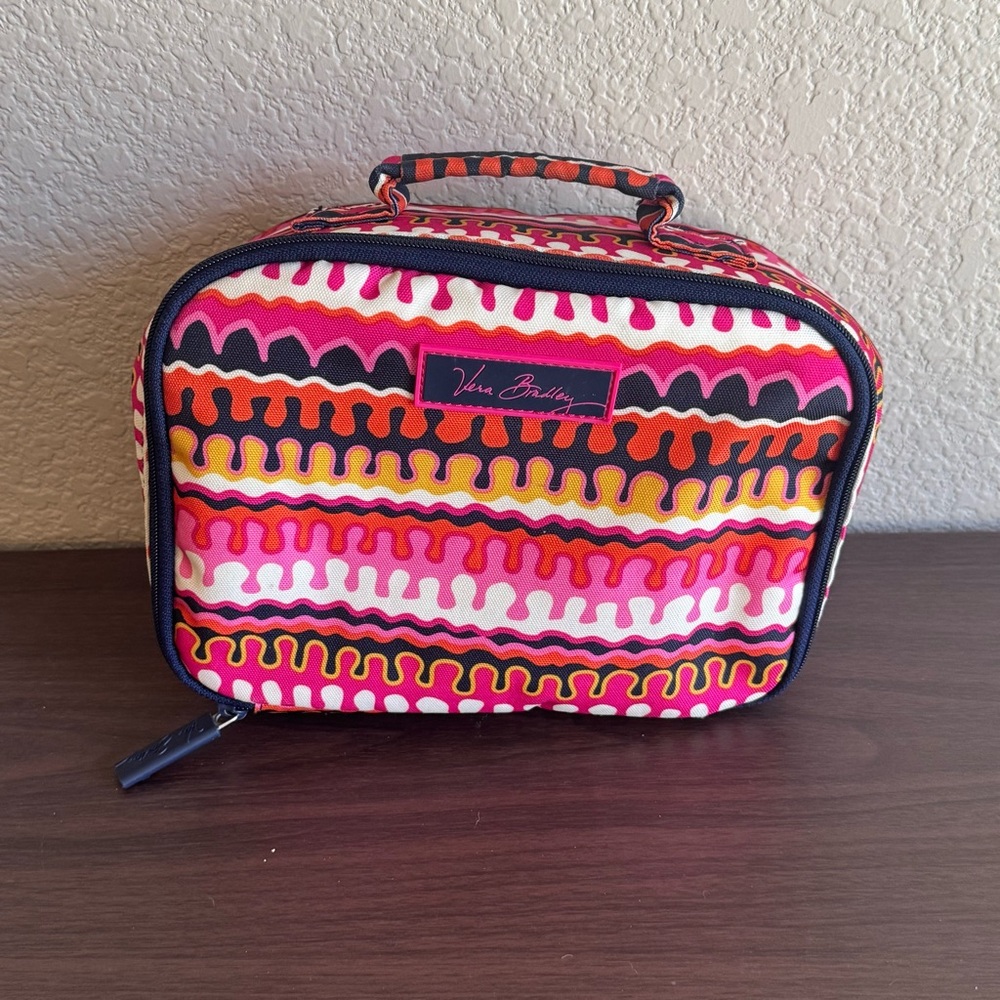 Vera Bradley Lunch‎ Box Bag Meal Tote Pink Orange Waves Insulated Travel